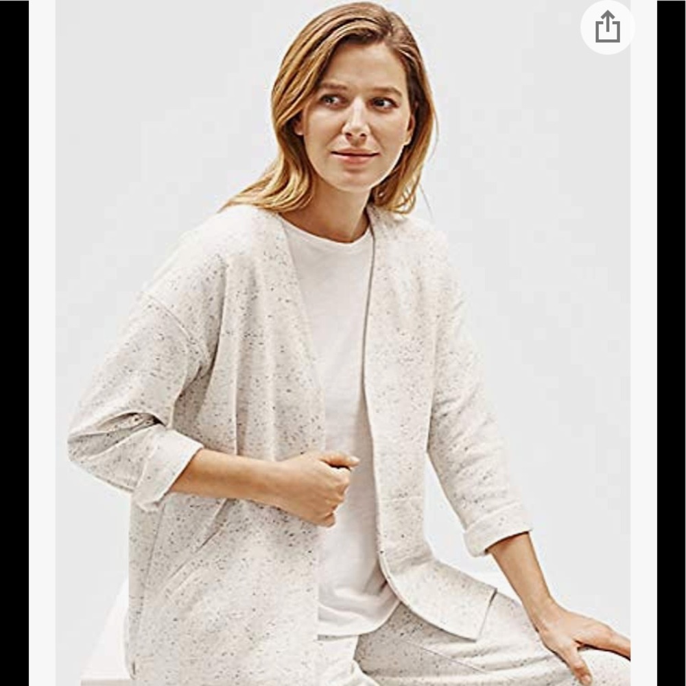 Eileen Fisher Speckled Organic Cotton Terry Jacket